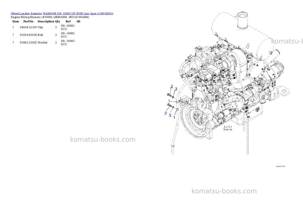 Komatsu WA480-6R S/N 10001-UP (EGR Less Spec.) Parts catalog cover Page 9