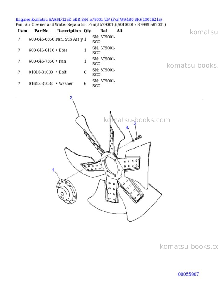 Komatsu SAA6D125E-5ER S/N 579001-UP (For WA480-6R) Parts catalog cover Page 10 Komatsu SAA6D125E-5ER S/N 579001-UP (For WA480-6R) Parts catalog cover Page 10