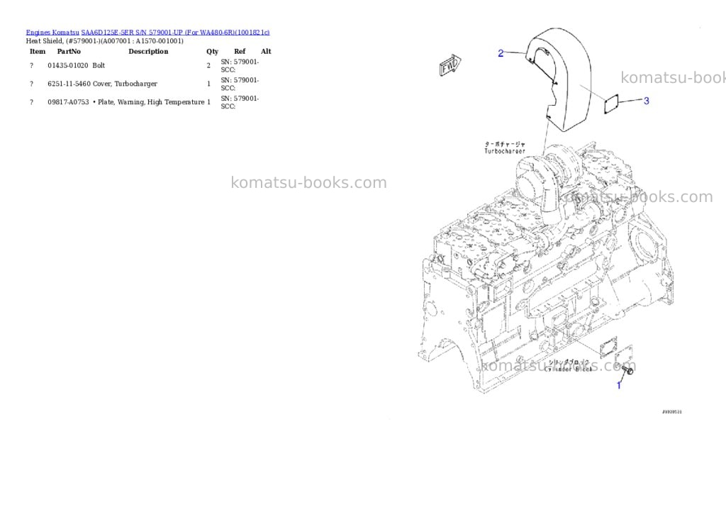 Komatsu SAA6D125E-5ER S/N 579001-UP (For WA480-6R) Parts catalog cover Page 7 Komatsu SAA6D125E-5ER S/N 579001-UP (For WA480-6R) Parts catalog cover Page 7