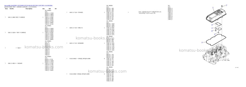 Komatsu SAA3D95E-1 S/N 900001-UP (For BA100-3/PC78US-11/PC78UU-11) Parts catalog cover Page 5