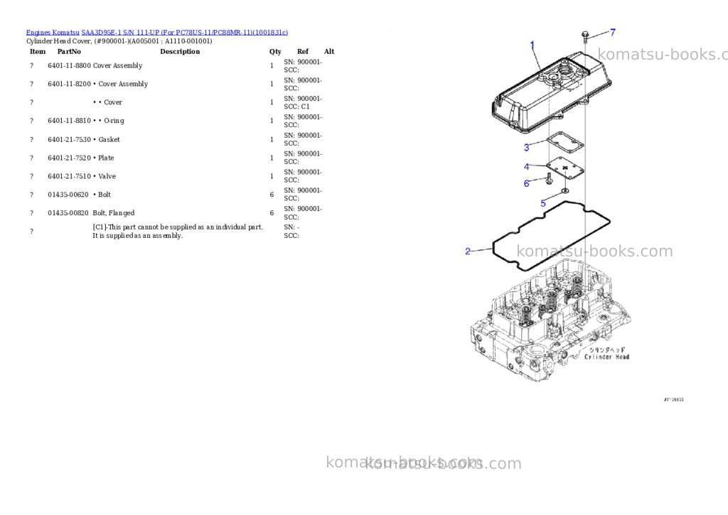 Komatsu SAA3D95E-1 S/N 111-UP (For PC78US-11/PC88MR-11) Parts catalog cover Page 4 Komatsu SAA3D95E-1 S/N 111-UP (For PC78US-11/PC88MR-11) Parts catalog cover Page 4