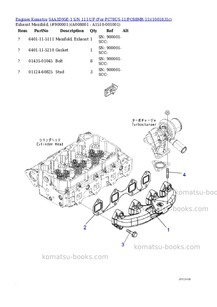 Komatsu SAA3D95E-1 S/N 111-UP (For PC78US-11/PC88MR-11) Parts catalog cover Page 7 Komatsu SAA3D95E-1 S/N 111-UP (For PC78US-11/PC88MR-11) Parts catalog cover Page 7