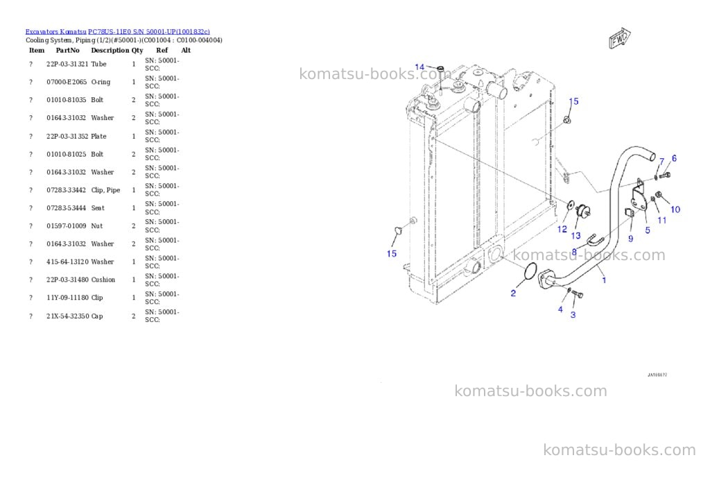 Komatsu PC78US-11E0 S/N 50001-UP Parts catalog cover Page 8 Komatsu PC78US-11E0 S/N 50001-UP Parts catalog cover Page 8