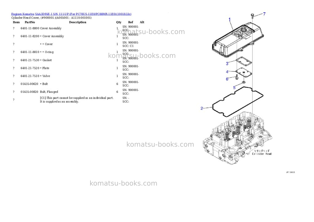 Komatsu SAA3D95E-1 S/N 111-UP (For PC78US-11E0/PC88MR-11E0) Parts catalog cover Page 4 Komatsu SAA3D95E-1 S/N 111-UP (For PC78US-11E0/PC88MR-11E0) Parts catalog cover Page 4