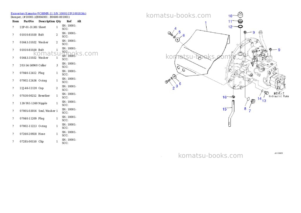 Komatsu PC88MR-11 S/N 10001-UP Parts catalog cover Page 4 Komatsu PC88MR-11 S/N 10001-UP Parts catalog cover Page 4