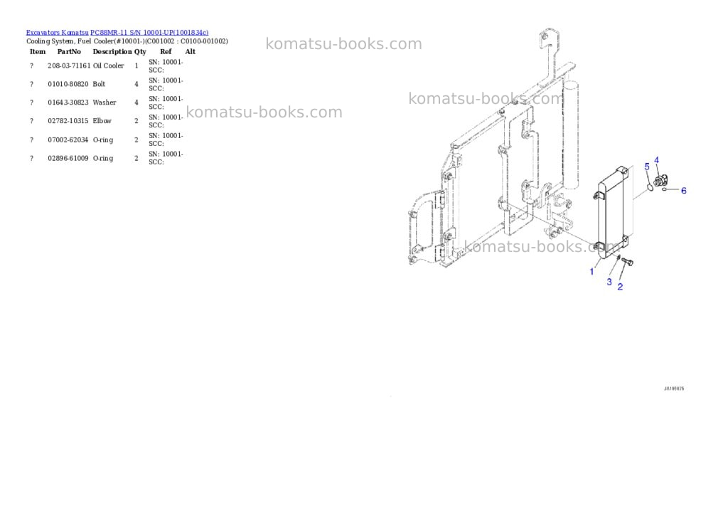 Komatsu PC88MR-11 S/N 10001-UP Parts catalog cover Page 6 Komatsu PC88MR-11 S/N 10001-UP Parts catalog cover Page 6