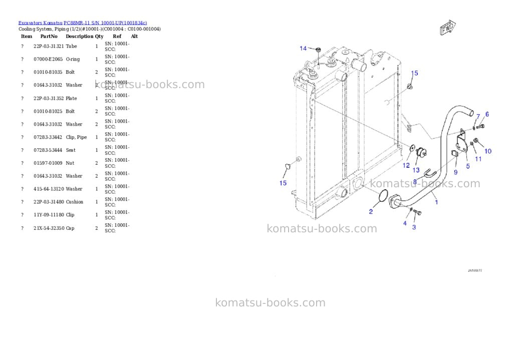 Komatsu PC88MR-11 S/N 10001-UP Parts catalog cover Page 8 Komatsu PC88MR-11 S/N 10001-UP Parts catalog cover Page 8