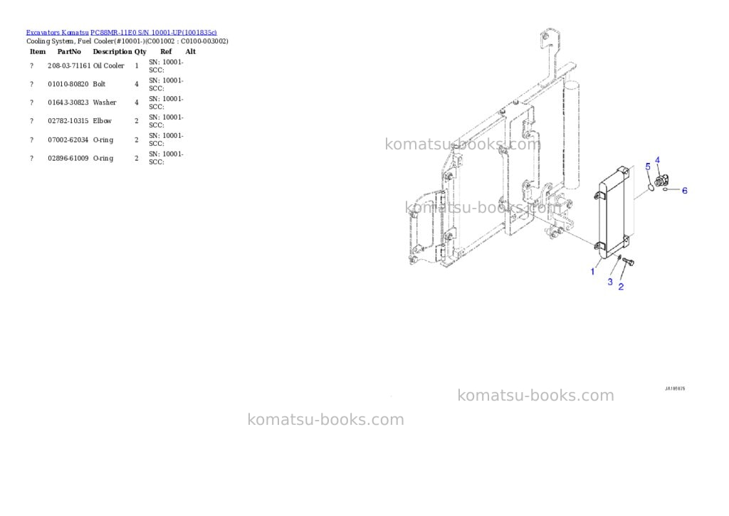 Komatsu PC88MR-11E0 S/N 10001-UP Parts catalog cover Page 2 Komatsu PC88MR-11E0 S/N 10001-UP Parts catalog cover Page 2