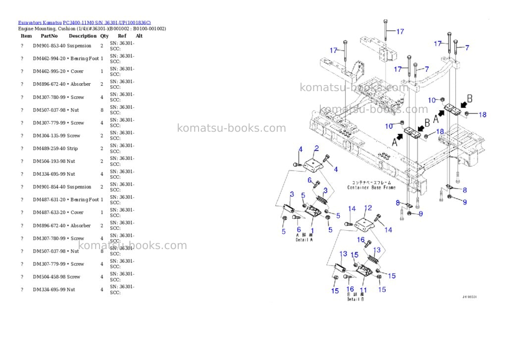 Komatsu PC3400-11M0 S/N 36301-UP Parts catalog cover