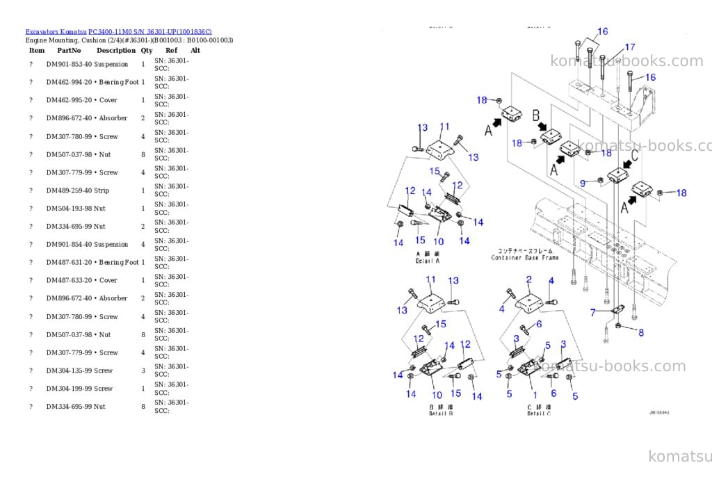 Komatsu PC3400-11M0 S/N 36301-UP Parts catalog cover Page 2