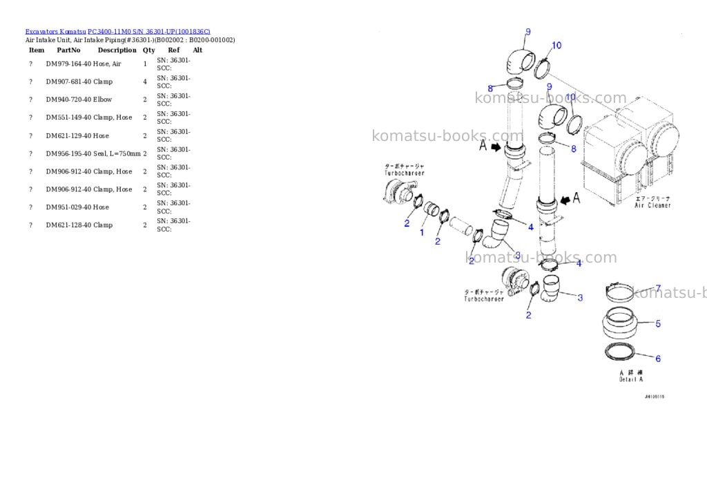 Komatsu PC3400-11M0 S/N 36301-UP Parts catalog cover Page 6