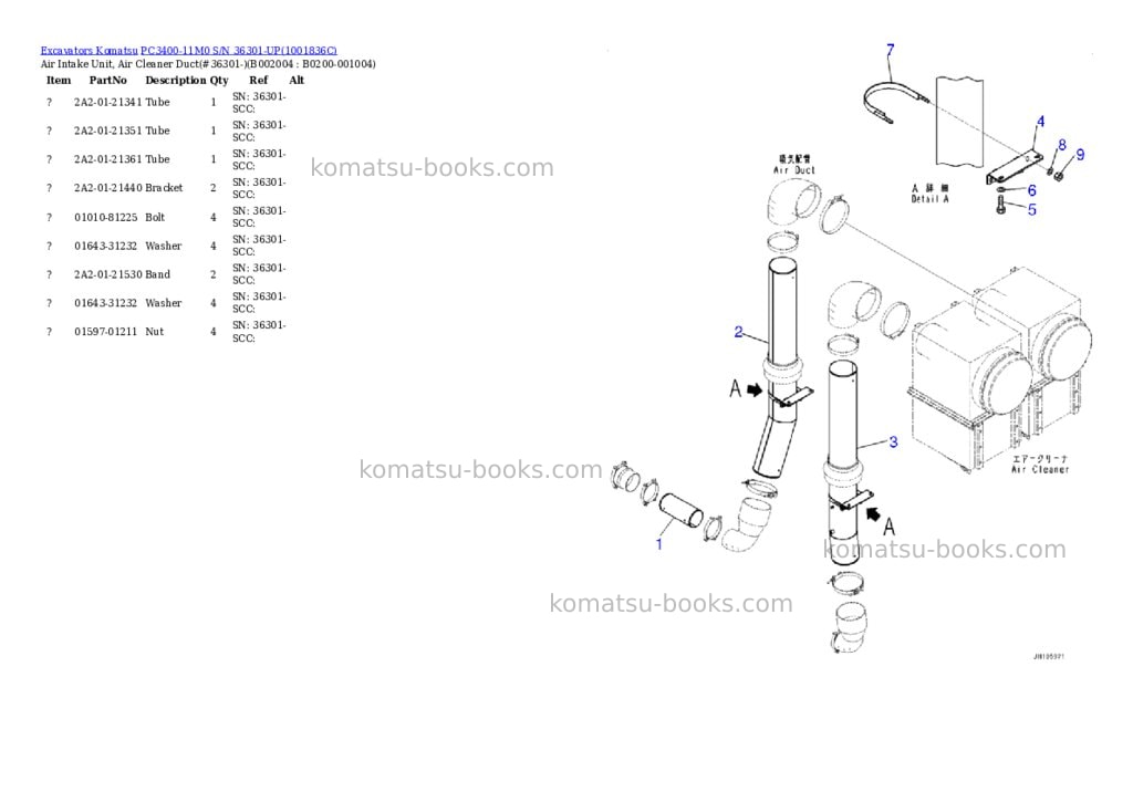 Komatsu PC3400-11M0 S/N 36301-UP Parts catalog cover Page 8