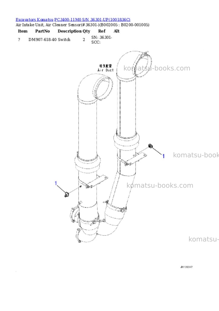 Komatsu PC3400-11M0 S/N 36301-UP Parts catalog cover Page 9
