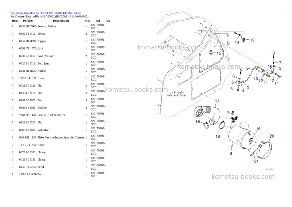 Komatsu D71EX-24 S/N 70002-UP Parts catalog cover Page 6