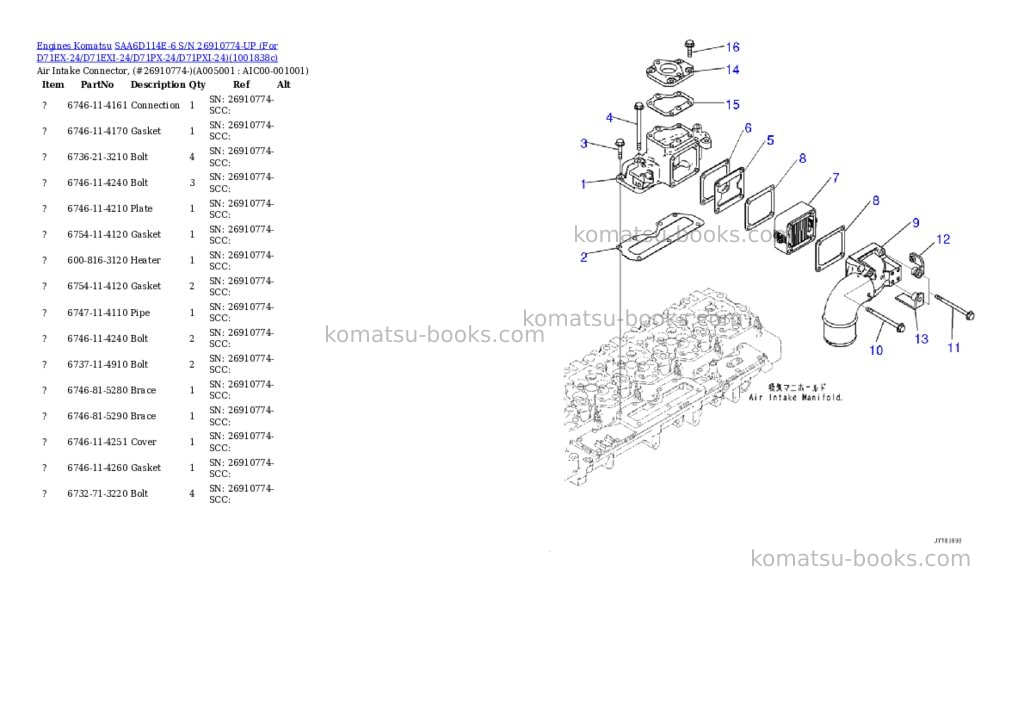 Komatsu SAA6D114E-6 S/N 26910774-UP (For D71EX-24/D71EXI-24/D71PX-24/D71PXI-24) Parts catalog cover Page 4 Komatsu SAA6D114E-6 S/N 26910774-UP (For D71EX-24/D71EXI-24/D71PX-24/D71PXI-24) Parts catalog cover Page 4