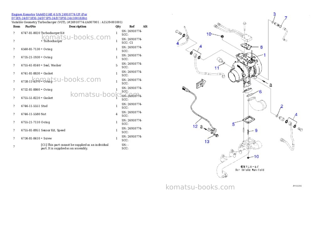 Komatsu SAA6D114E-6 S/N 26910774-UP (For D71EX-24/D71EXI-24/D71PX-24/D71PXI-24) Parts catalog cover Page 6 Komatsu SAA6D114E-6 S/N 26910774-UP (For D71EX-24/D71EXI-24/D71PX-24/D71PXI-24) Parts catalog cover Page 6