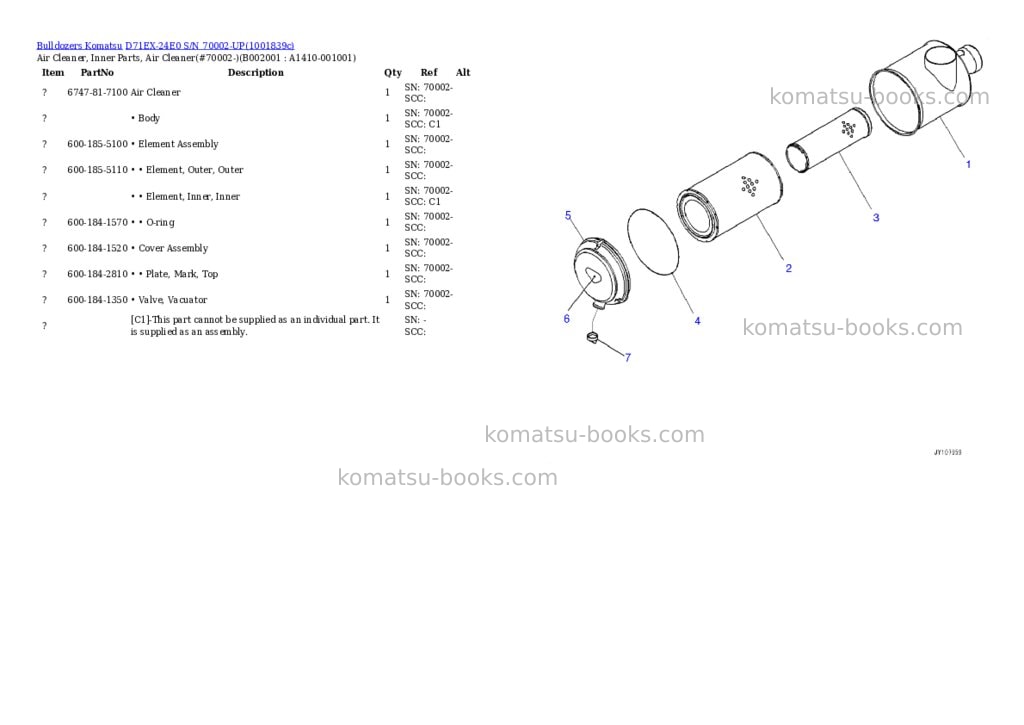 Komatsu D71EX-24E0 S/N 70002-UP Parts catalog cover Page 5