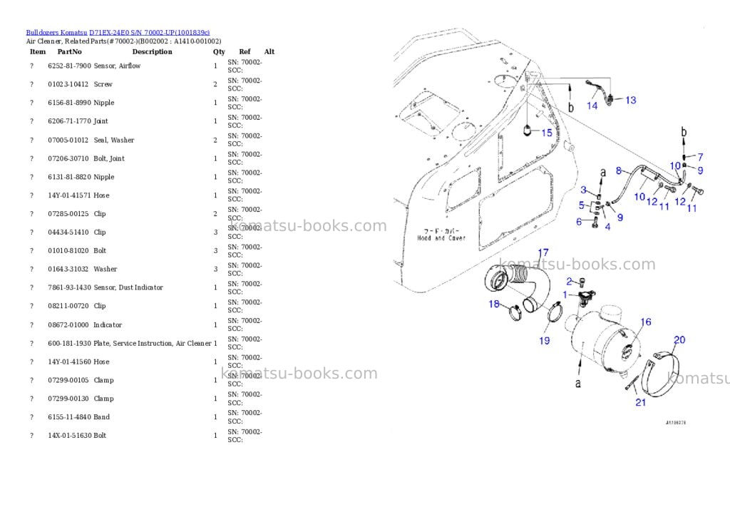 Komatsu D71EX-24E0 S/N 70002-UP Parts catalog cover Page 6