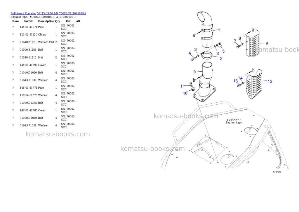 Komatsu D71EX-24E0 S/N 70002-UP Parts catalog cover Page 8