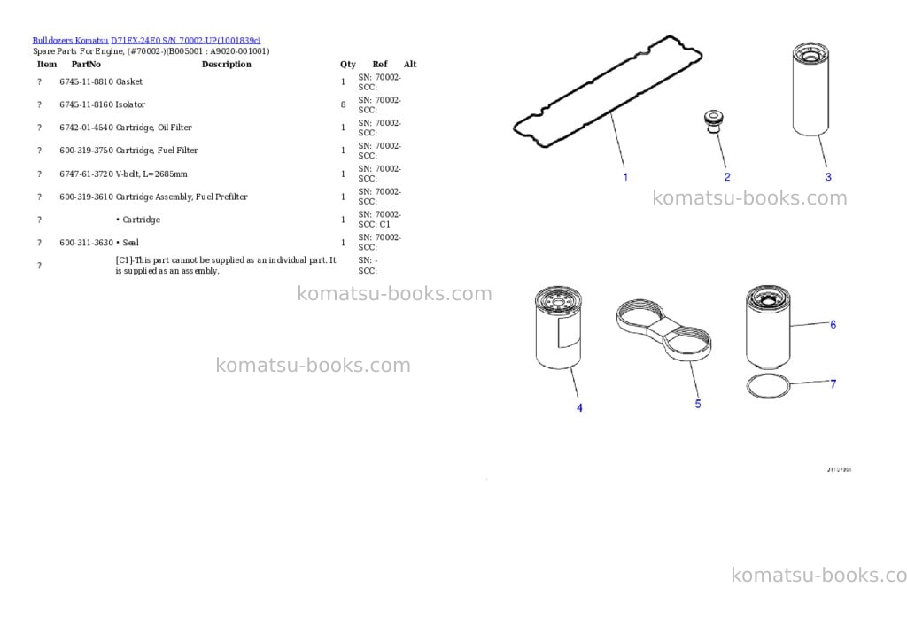 Komatsu D71EX-24E0 S/N 70002-UP Parts catalog cover Page 9