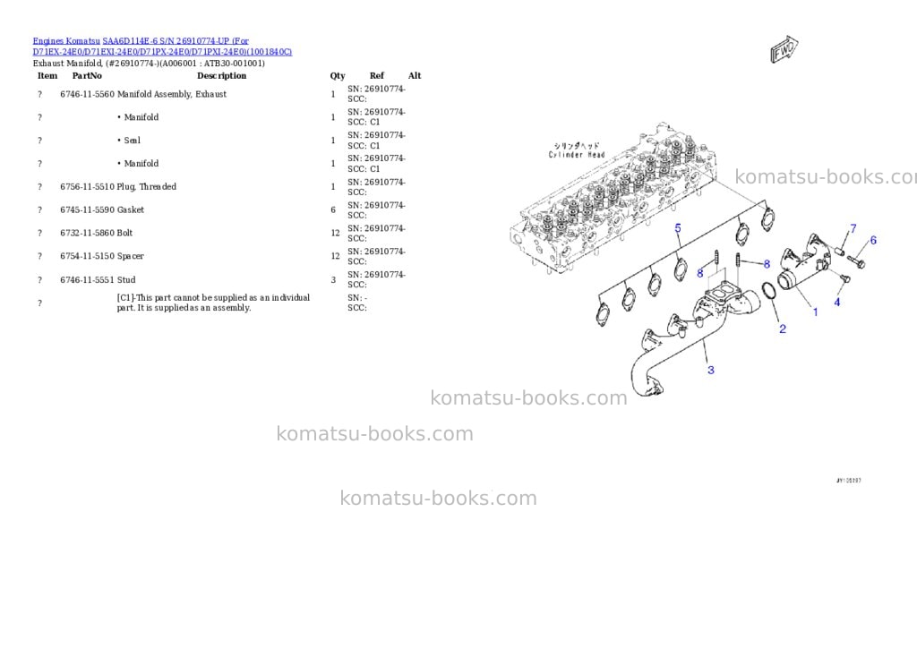 Komatsu SAA6D114E-6 S/N 26910774-UP (For D71EX-24E0/D71EXI-24E0/D71PX-24E0/D71PXI-24E0) Parts catalog cover Page 5 Komatsu SAA6D114E-6 S/N 26910774-UP (For D71EX-24E0/D71EXI-24E0/D71PX-24E0/D71PXI-24E0) Parts catalog cover Page 5