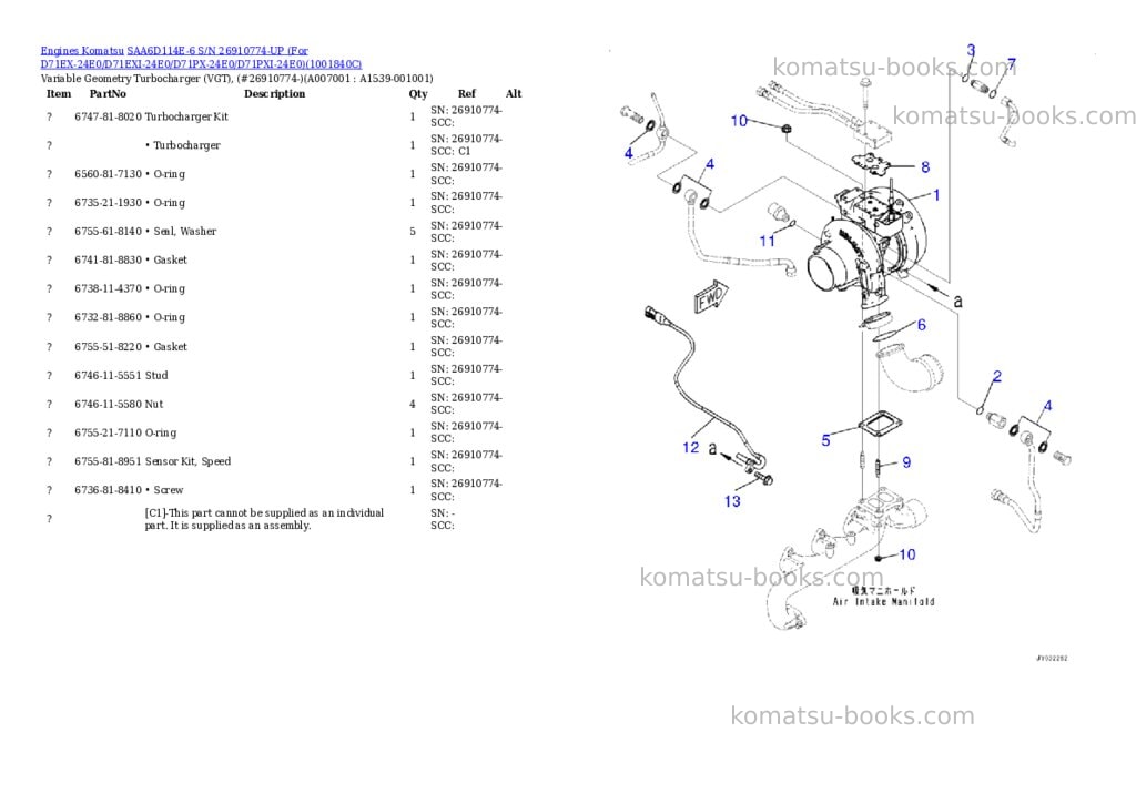 Komatsu SAA6D114E-6 S/N 26910774-UP (For D71EX-24E0/D71EXI-24E0/D71PX-24E0/D71PXI-24E0) Parts catalog cover Page 6 Komatsu SAA6D114E-6 S/N 26910774-UP (For D71EX-24E0/D71EXI-24E0/D71PX-24E0/D71PXI-24E0) Parts catalog cover Page 6