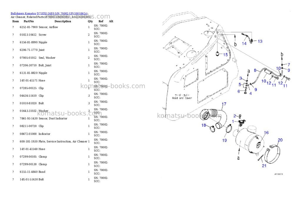 Komatsu D71EXI-24E0 S/N 70002-UP Parts catalog cover Page 6