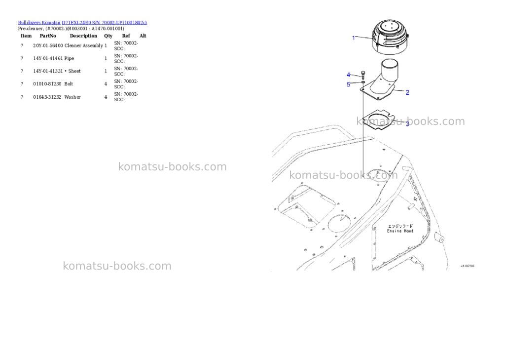 Komatsu D71EXI-24E0 S/N 70002-UP Parts catalog cover Page 7
