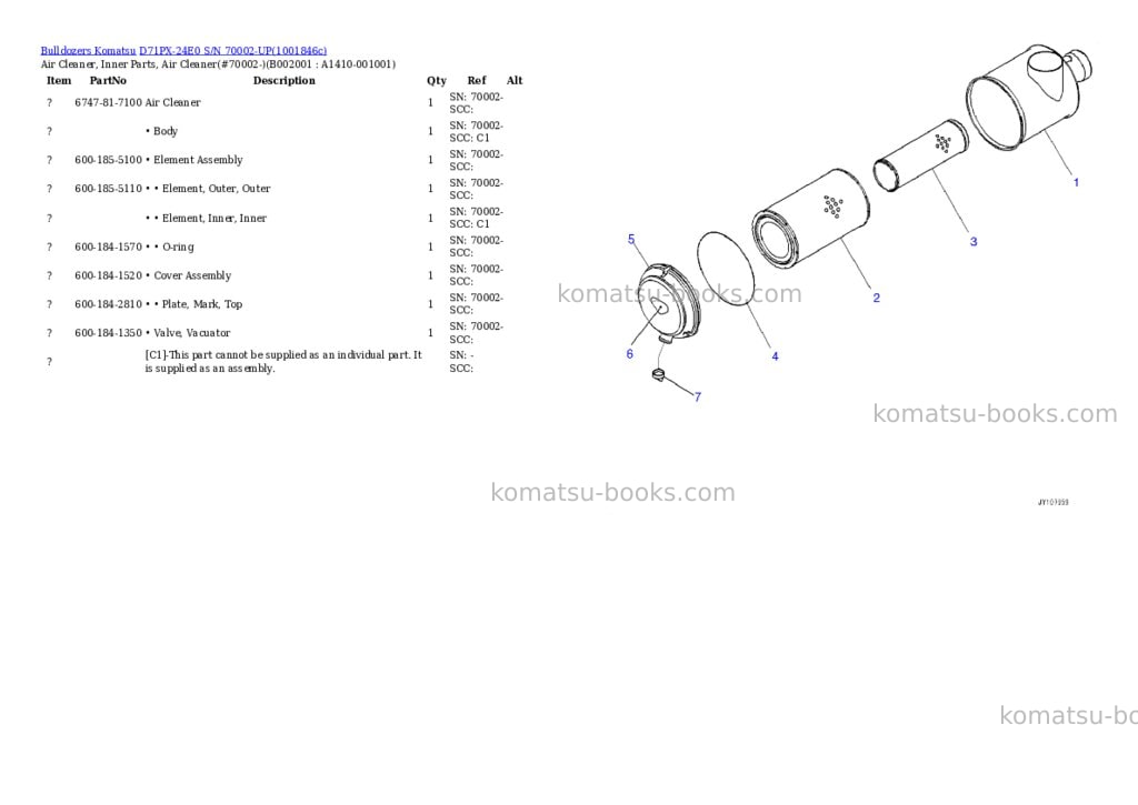 Komatsu D71PX-24E0 S/N 70002-UP Parts catalog cover Page 5