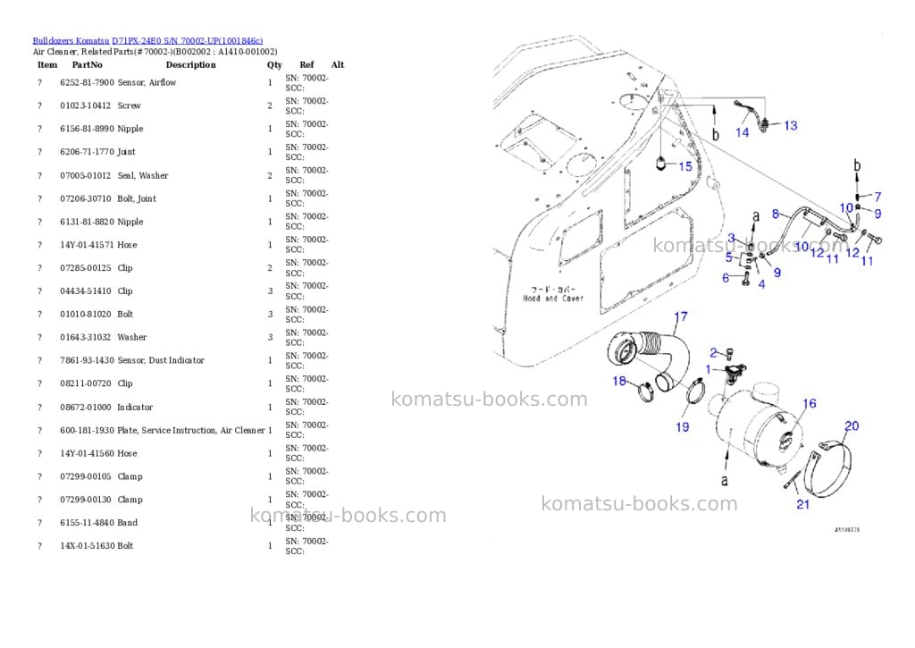 Komatsu D71PX-24E0 S/N 70002-UP Parts catalog cover Page 6