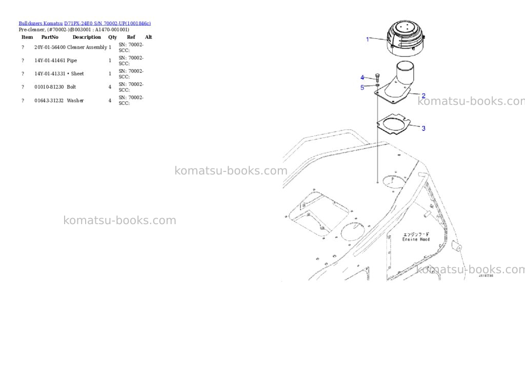 Komatsu D71PX-24E0 S/N 70002-UP Parts catalog cover Page 7