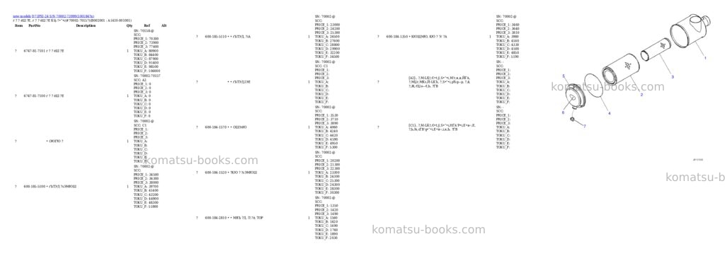 Komatsu D71PXI-24 S/N 70002-73999 Parts catalog cover Page 6