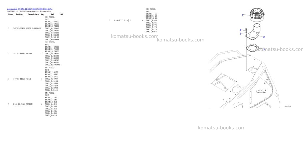 Komatsu D71PXI-24 S/N 70002-73999 Parts catalog cover Page 9