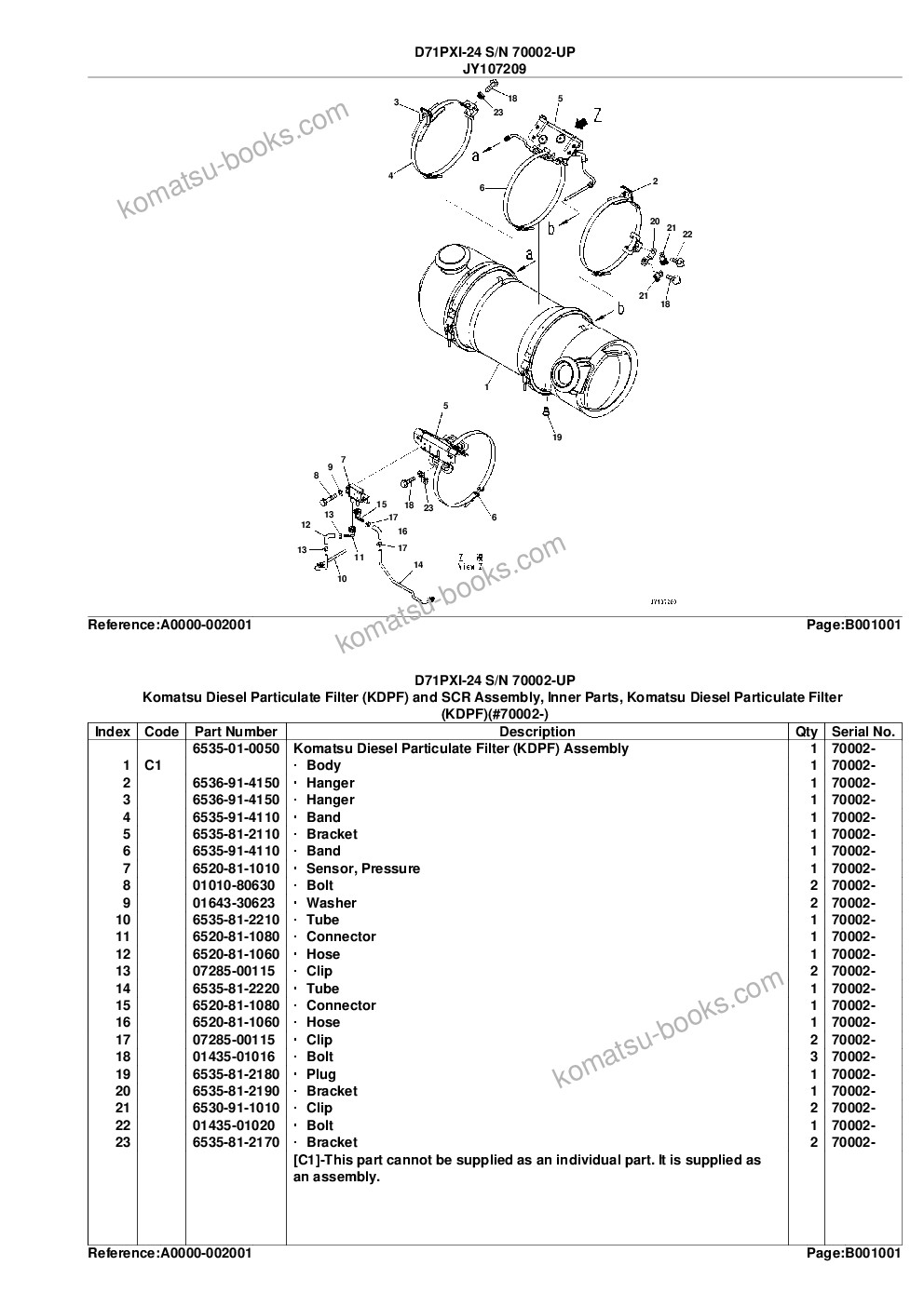 Komatsu D71PXI-24 S/N 70002-UP Parts catalog cover Page 4