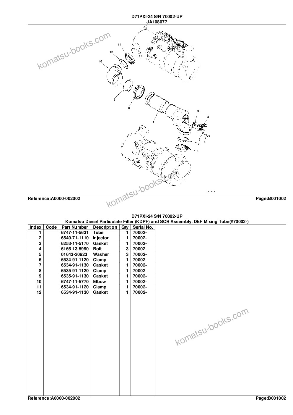 Komatsu D71PXI-24 S/N 70002-UP Parts catalog cover Page 5
