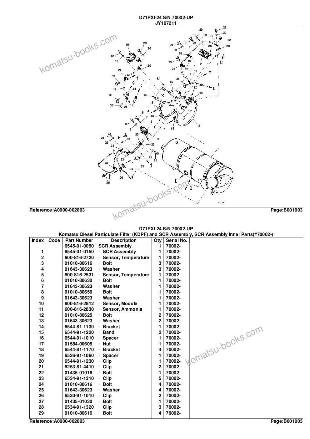 Komatsu D71PXI-24 S/N 70002-UP Parts catalog cover Page 6