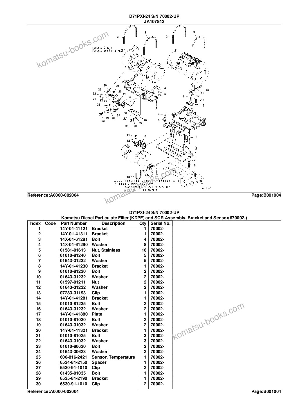 Komatsu D71PXI-24 S/N 70002-UP Parts catalog cover Page 8