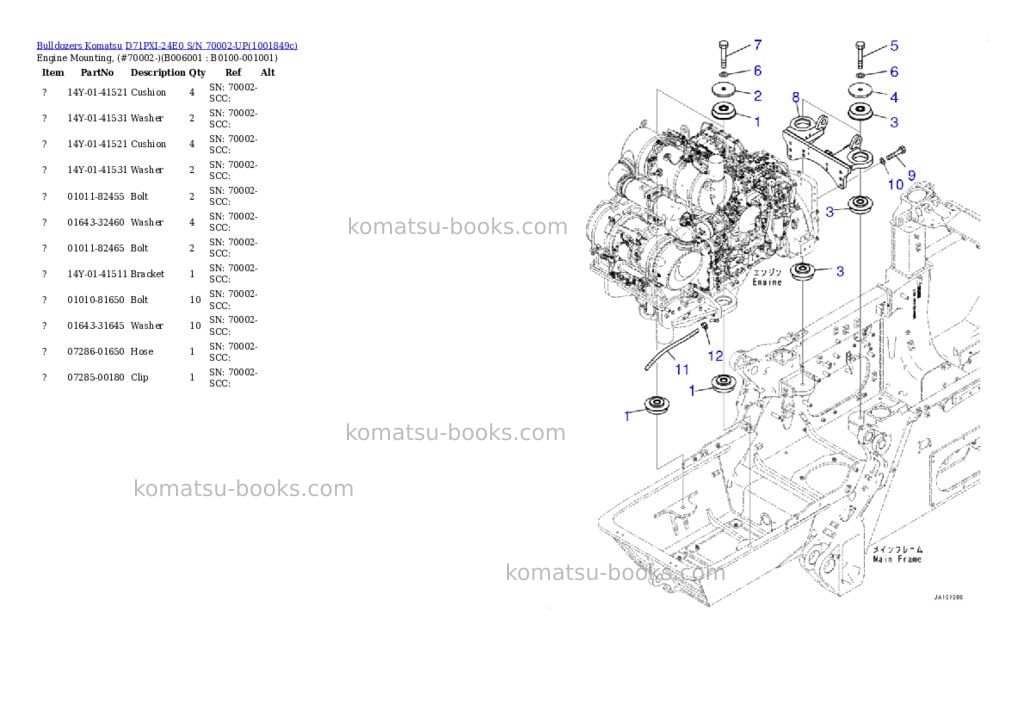Komatsu D71PXI-24E0 S/N 70002-UP Parts catalog cover Page 10