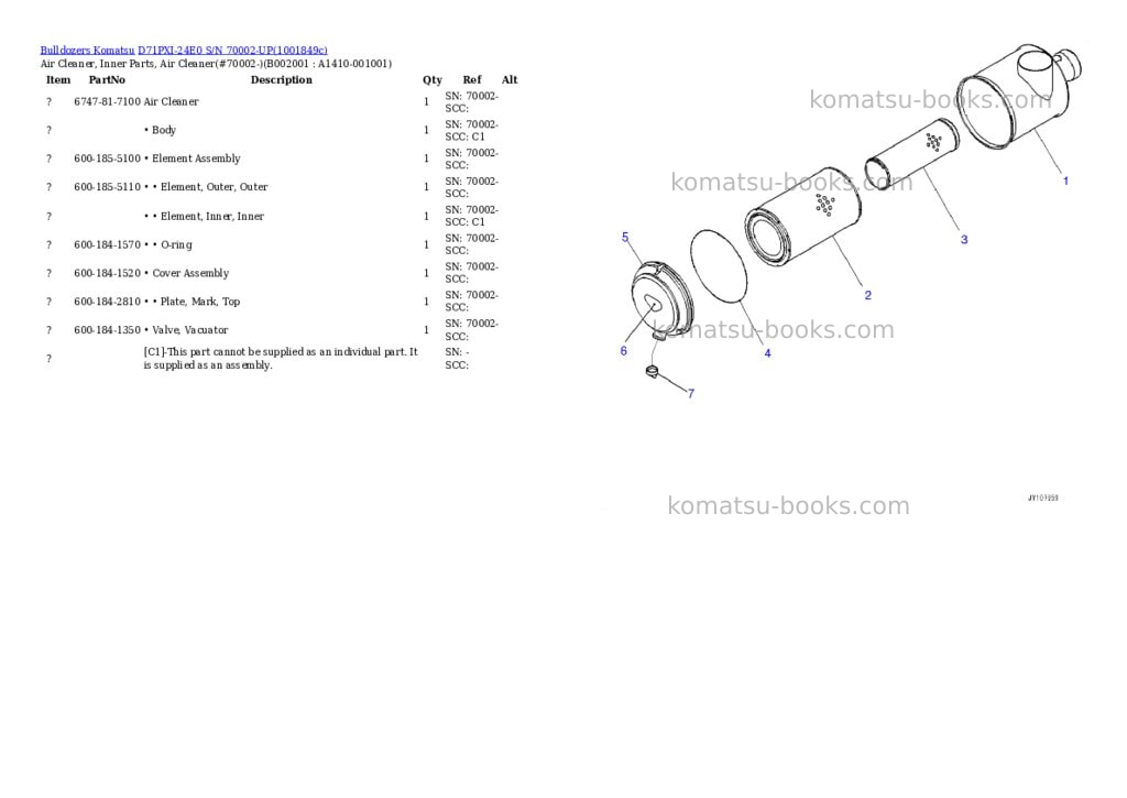 Komatsu D71PXI-24E0 S/N 70002-UP Parts catalog cover Page 5