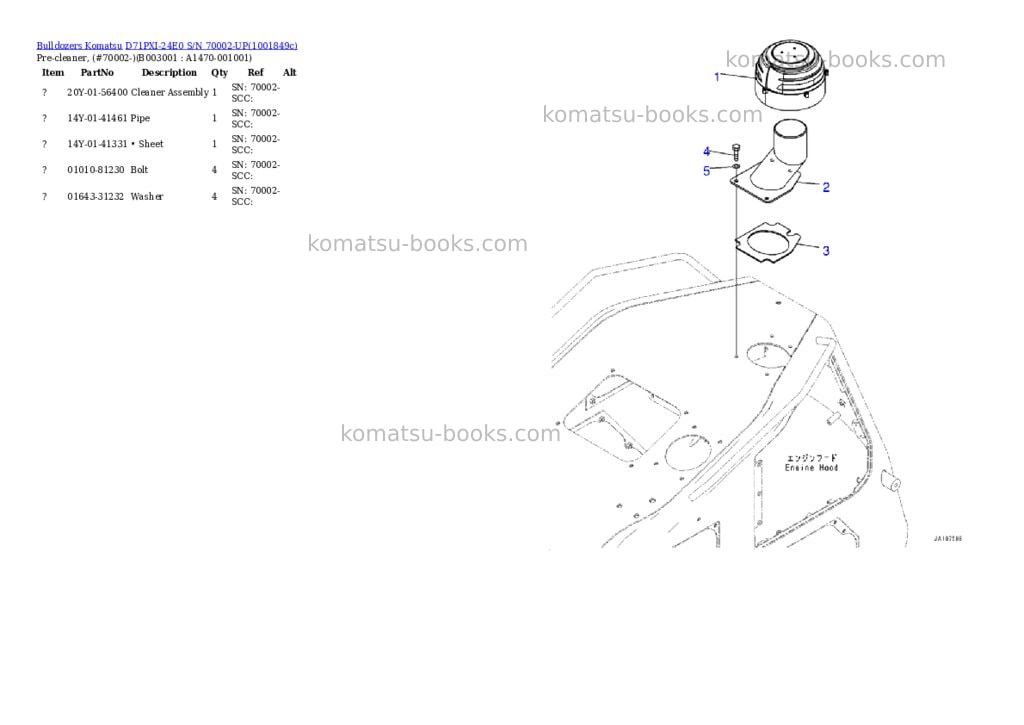 Komatsu D71PXI-24E0 S/N 70002-UP Parts catalog cover Page 7