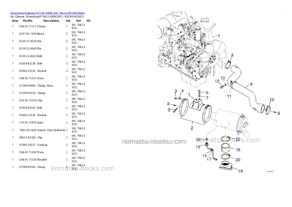 Komatsu PC130-10M0 S/N 70413-UP Parts catalog cover Page 3 Komatsu PC130-10M0 S/N 70413-UP Parts catalog cover Page 3