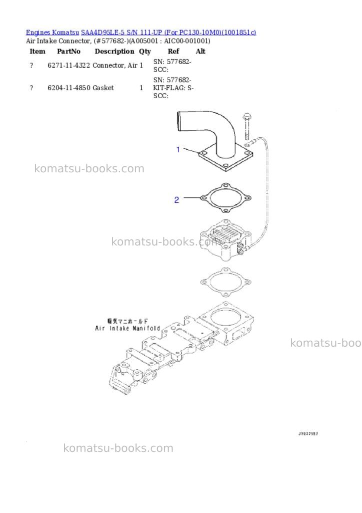 Komatsu SAA4D95LE-5 S/N 111-UP (For PC130-10M0) Parts catalog cover Page 4 Komatsu SAA4D95LE-5 S/N 111-UP (For PC130-10M0) Parts catalog cover Page 4