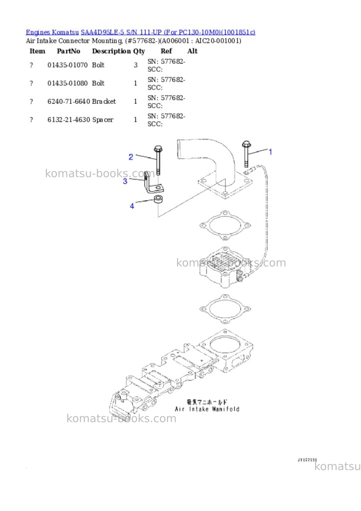 Komatsu SAA4D95LE-5 S/N 111-UP (For PC130-10M0) Parts catalog cover Page 5 Komatsu SAA4D95LE-5 S/N 111-UP (For PC130-10M0) Parts catalog cover Page 5