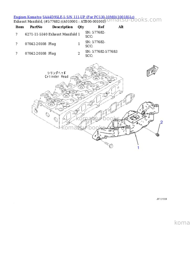 Komatsu SAA4D95LE-5 S/N 111-UP (For PC130-10M0) Parts catalog cover Page 9 Komatsu SAA4D95LE-5 S/N 111-UP (For PC130-10M0) Parts catalog cover Page 9