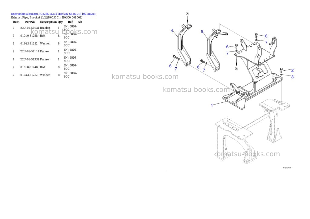 Komatsu PC228USLC-11E0 S/N 6826-UP Parts catalog cover Page 5 Komatsu PC228USLC-11E0 S/N 6826-UP Parts catalog cover Page 5