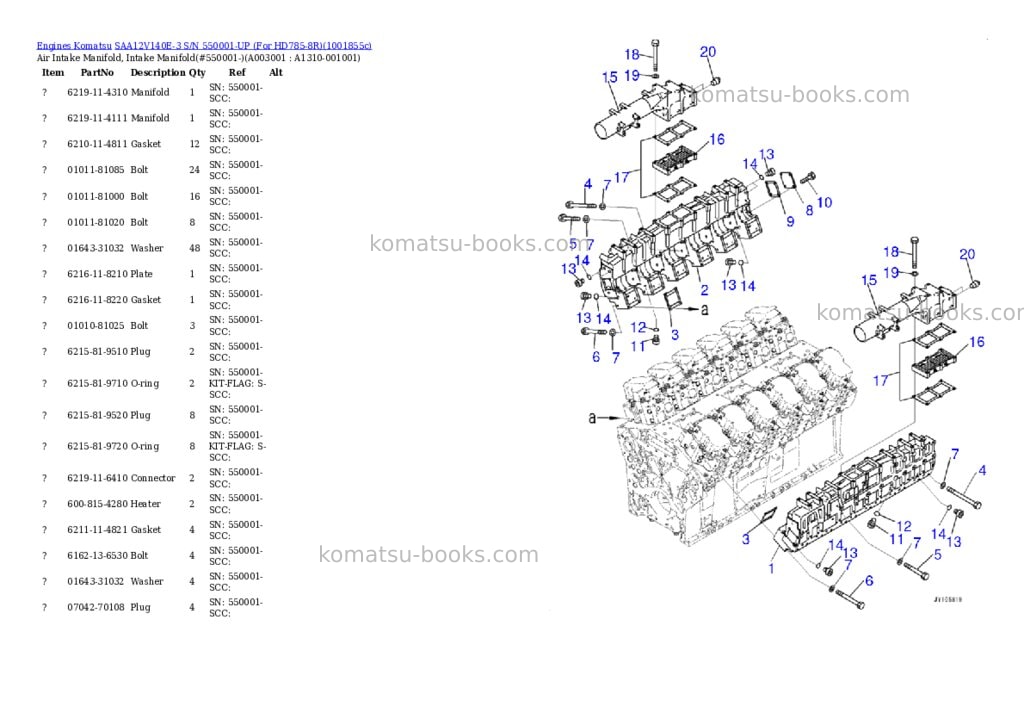Komatsu SAA12V140E-3 S/N 550001-UP (For HD785-8R) Parts catalog cover Page 2
