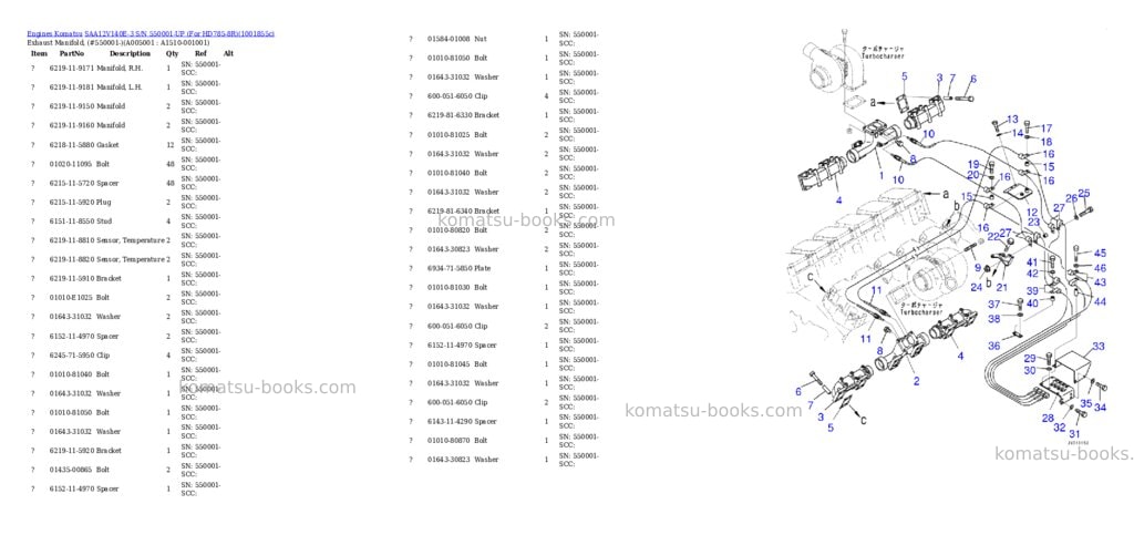 Komatsu SAA12V140E-3 S/N 550001-UP (For HD785-8R) Parts catalog cover Page 5