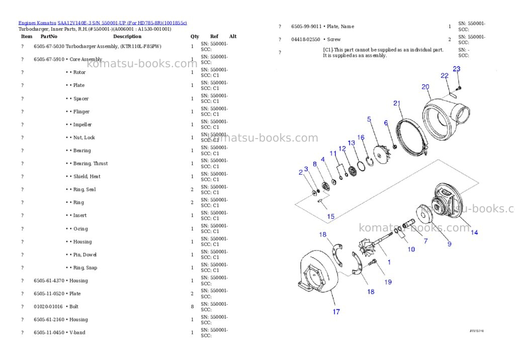 Komatsu SAA12V140E-3 S/N 550001-UP (For HD785-8R) Parts catalog cover Page 6