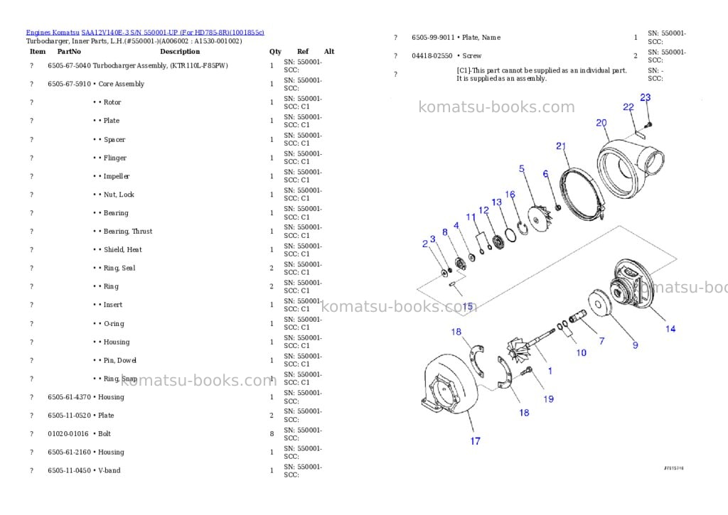 Komatsu SAA12V140E-3 S/N 550001-UP (For HD785-8R) Parts catalog cover Page 7