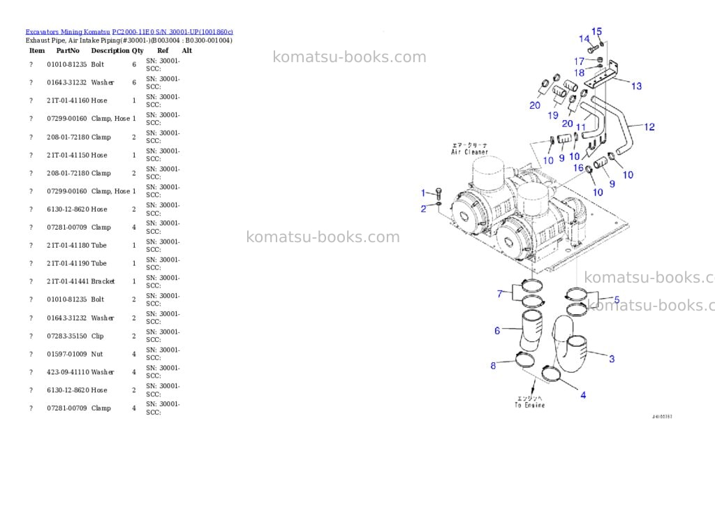 Komatsu PC2000-11E0 S/N 30001-UP Parts catalog cover Page 7 Komatsu PC2000-11E0 S/N 30001-UP Parts catalog cover Page 7